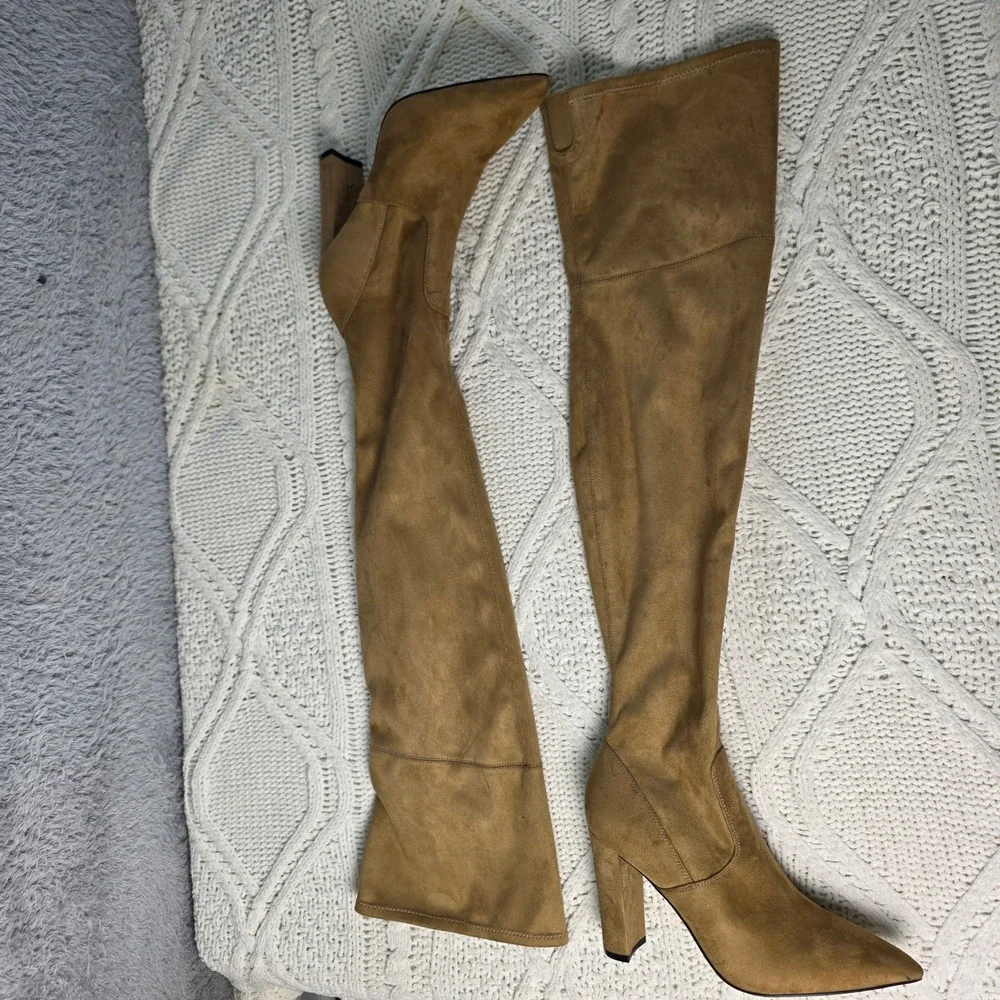 Marc Fisher‎ LTD Women's Thigh High Over Knee Heeled Boots Brown Pointed 7M NEW